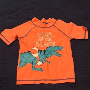 Carter’s Neon Orange Dinosaur Kids Swim Shirt